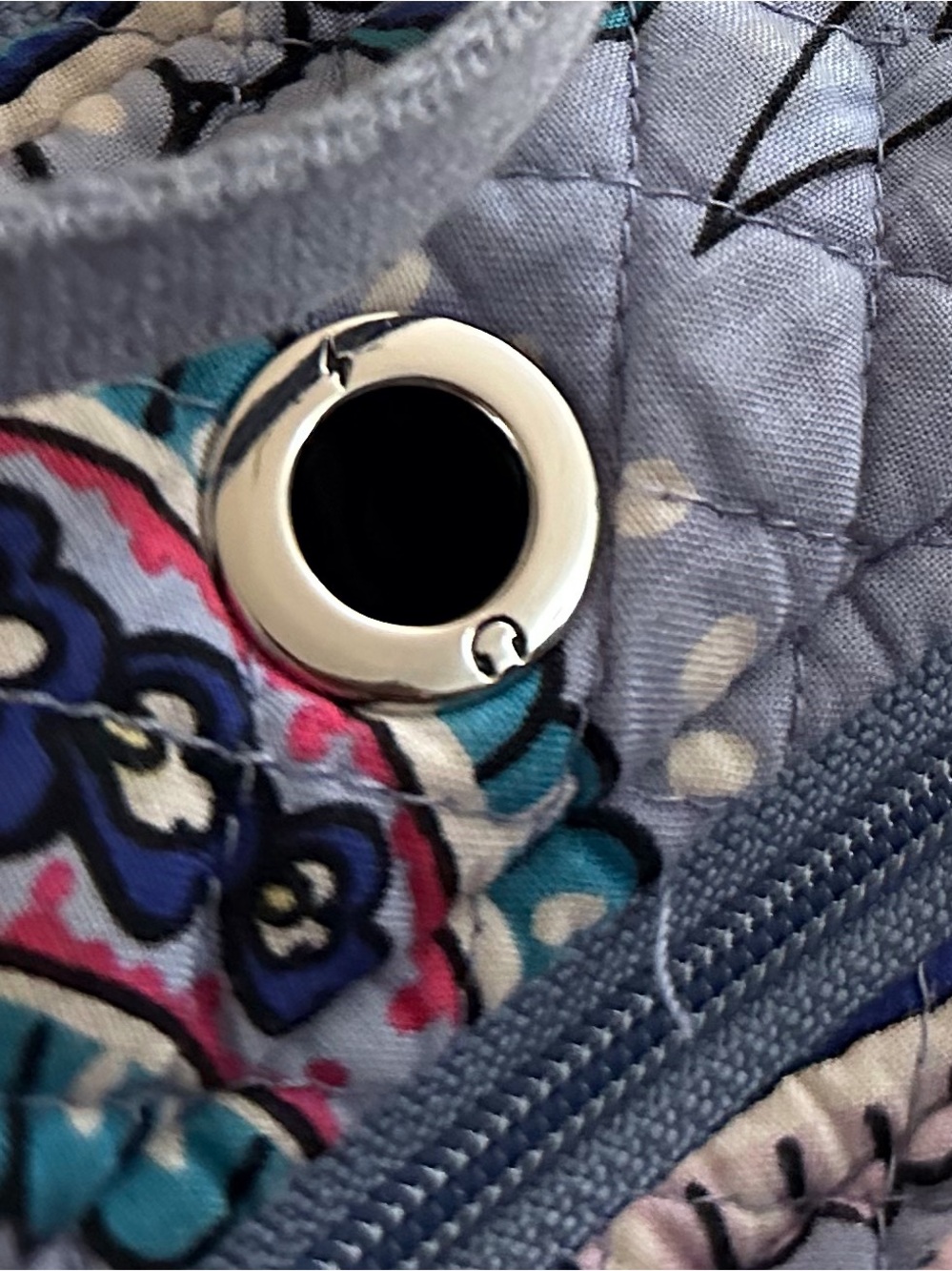 Vera Bradley Quilted Paisley Light Blue Purple Backpack Granola School Baby Bag - Picture 4 of 15